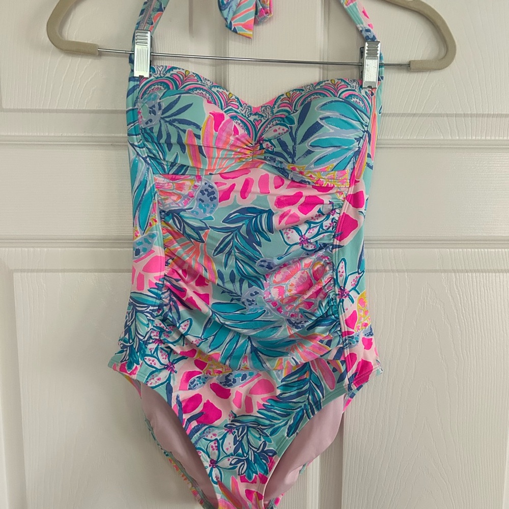 Lilly Pulitzer Tropical Pink and Blue One Piece Swimsuit